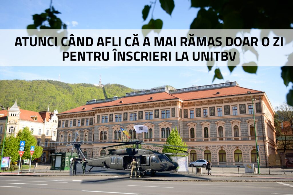 Ca să crească rata de înscriere în ultima zi, Universitatea Transilvania din Brașov se promovează pe Facebook cu elicopterul militar Black Hawk