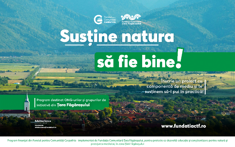 Start la înscrieri în programul „Fondul pentru Comunități  Carpathia”: Proiectele care pot obține finanțări trebuie să aibă în centrul lor natura din Țara Făgărașului și educația pentru mediu
