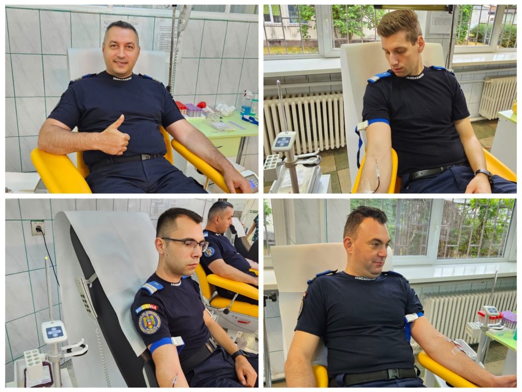 FOTO Jandarmii brașoveni au salvat astăzi două vieți, donând 8 litri de sânge